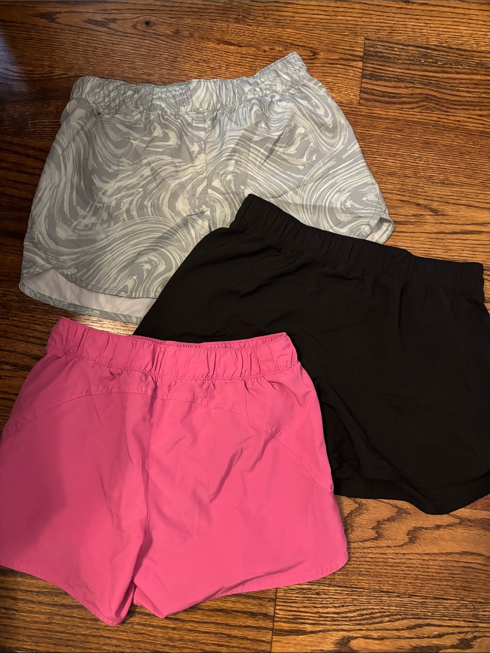 Old Navy Girls 14-16 Athletic Shorts — Pink, Black & Light Gray Marble Set